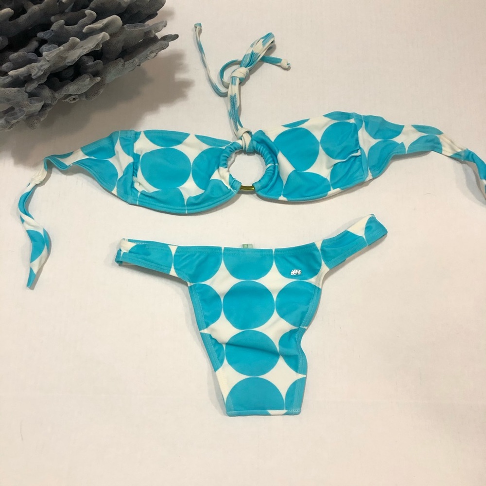 Agua Doce Blue Dot Bikini Set Size M NWT never worn